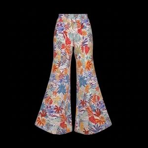 Floral Wide-Leg High-Rise Pants - Multicolor